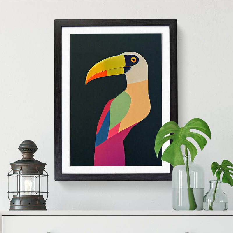 FRM-V0523-2527X Toucan Abstract Vol.5 1 Piece Single Picture Frame Wall Art, 34cm H x 25cm W x 2cm D, Oak