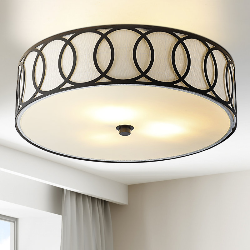 Plafonnier encastré en métal Hershberger, Bronze frotté à l'huile, H 5,5 po x l 15,5 po x P 15,5 po