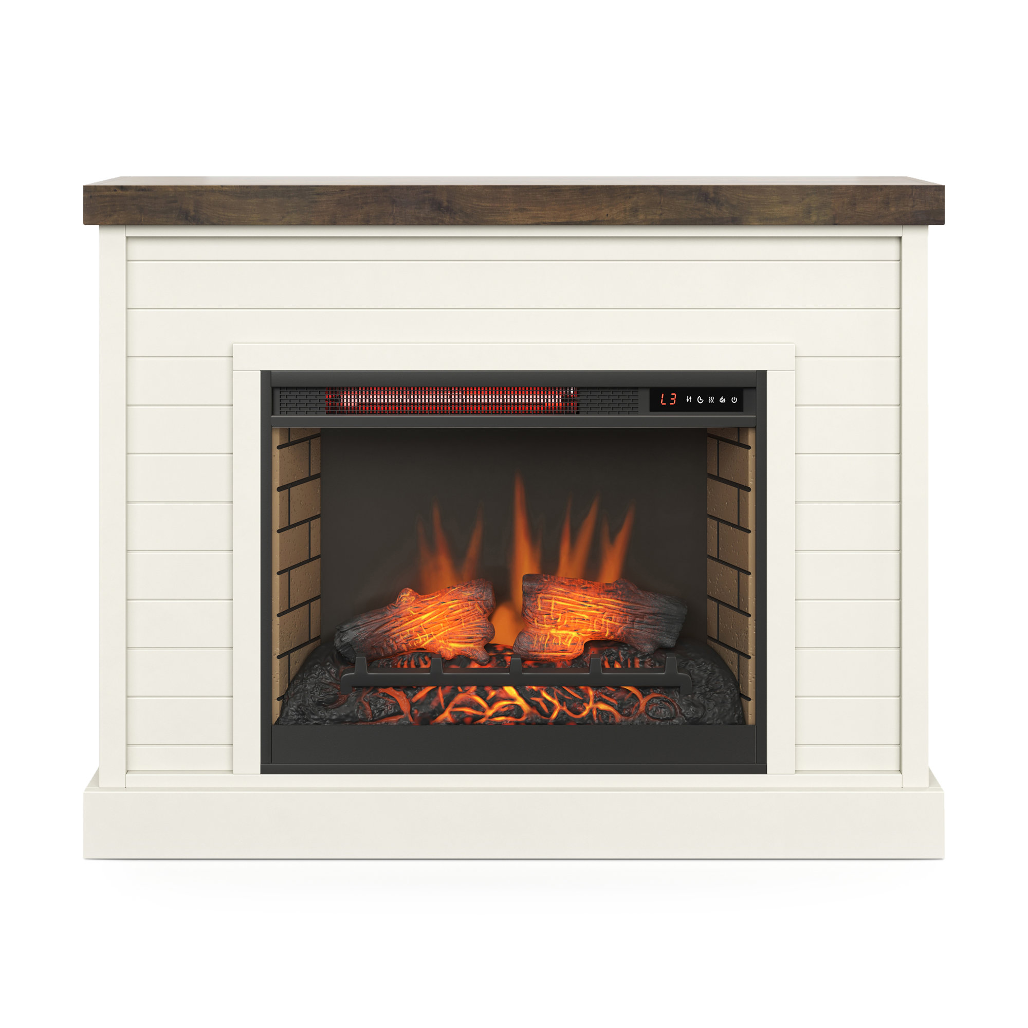 Rimma 48 inch Electric Fireplace, White/Barnwood