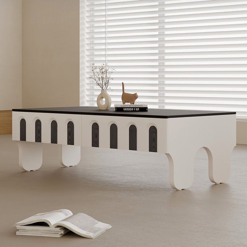 Table basse française avec rangement en pierre frittée simple