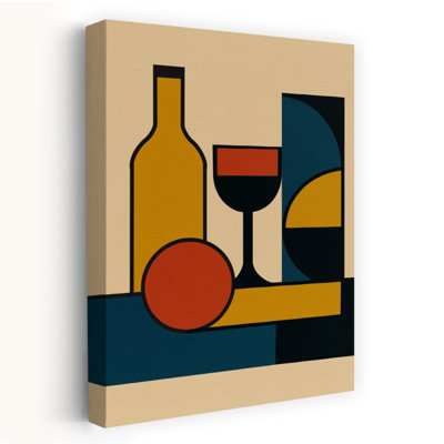 Abstract Wine Still Life Abstract Colorful Contemporary Fruit Wall Art Print 1 Piece Wrapped Canvas Wall Art