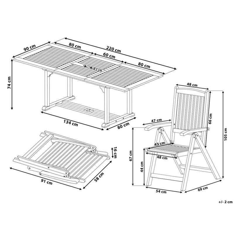Benevento 6 - Person Acacia Wood Patio Dining Set with Rectangular Table , Cushions Included