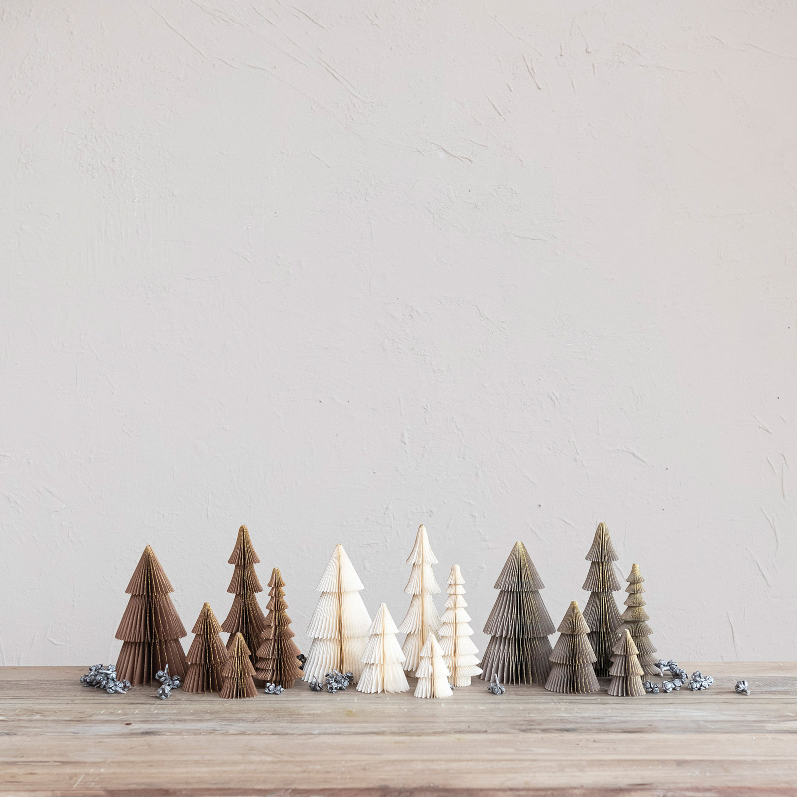 Paper Folding Honeycomb Trees With Gold Glitter