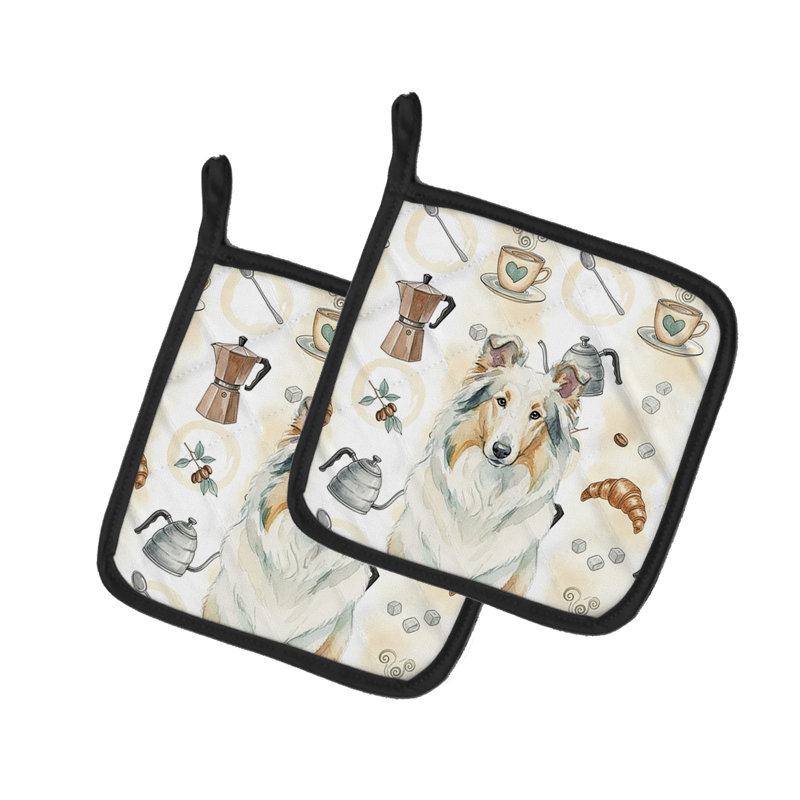 Paire de porte-pots White Collie