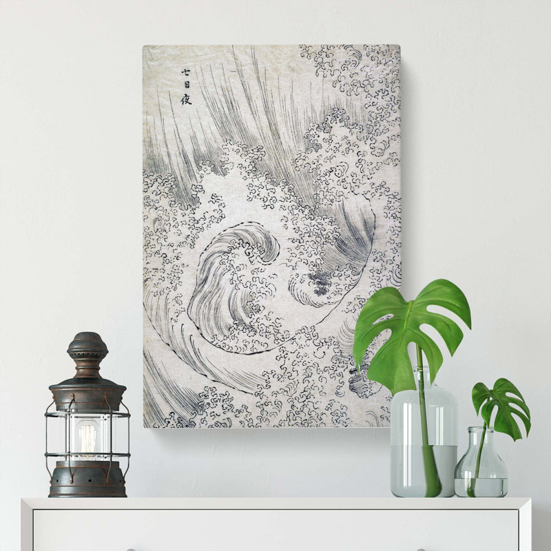 Wave Sketch by Katsushika Hokusai - Wrapped Canvas Painting, 76cm H x 50cm W x 3cm D
