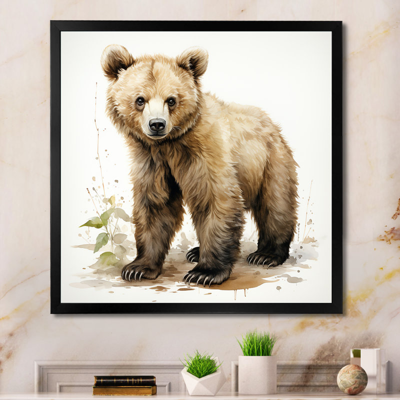 «Cuddly Grizzly Bear Cub - Bear 2», art mural, Cadre simple noir, H 36 po x l 36 po x P 1,5 po