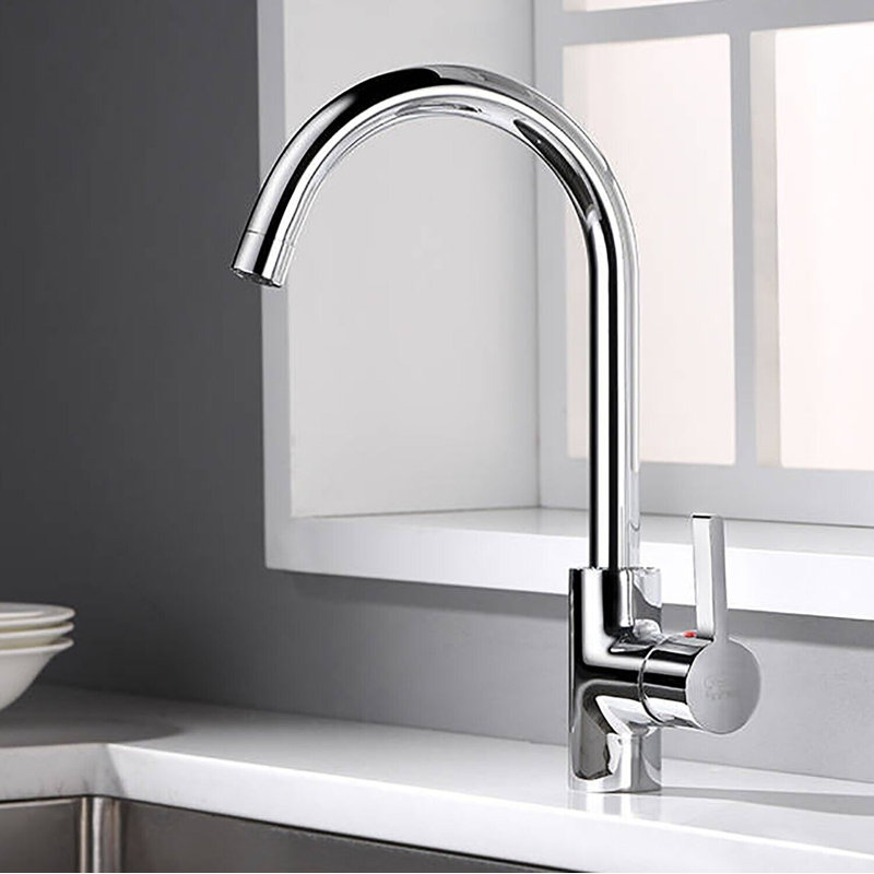 Modern Mono Chrome Kitchen Sink Mixer Taps 360°Swivel Head Single Lever Faucet