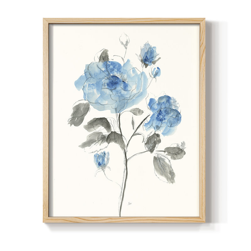 Reproduction encadrée «Sketchy Blue II» - bois massif, H 30 po x l 24 po