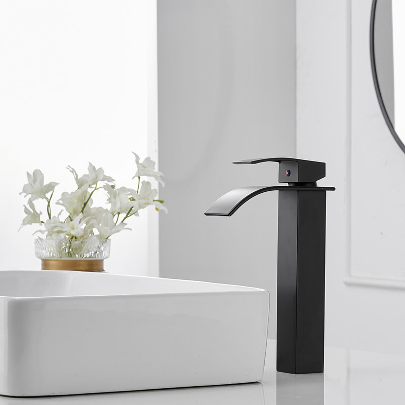 Robinet de salle de bains monotrou avec ensemble de drainage, Noir
