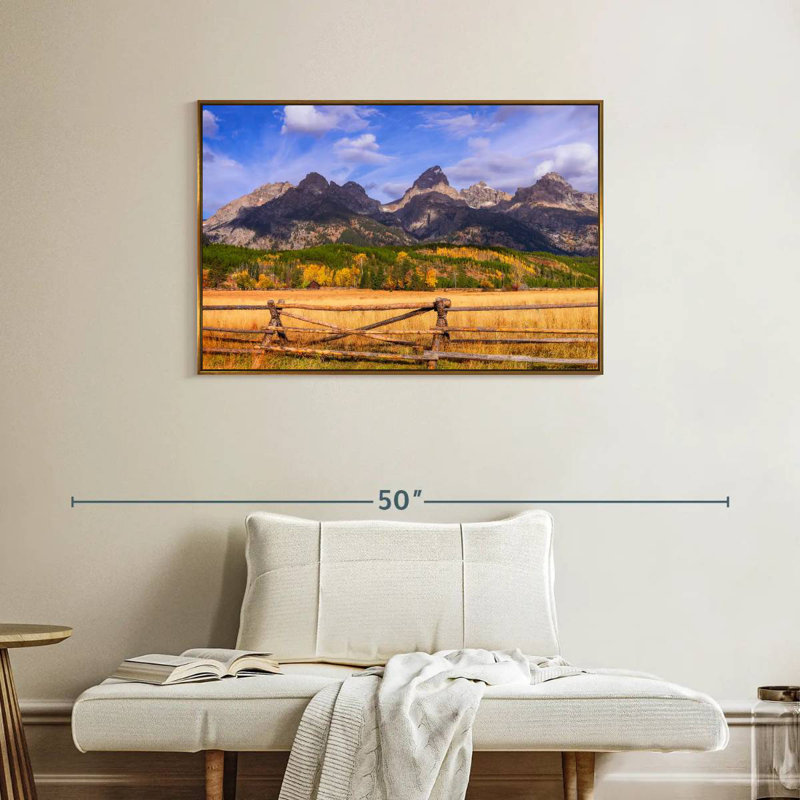 Paysage de Grand Teton, Cadre flottant doré, 37 po x 25 po