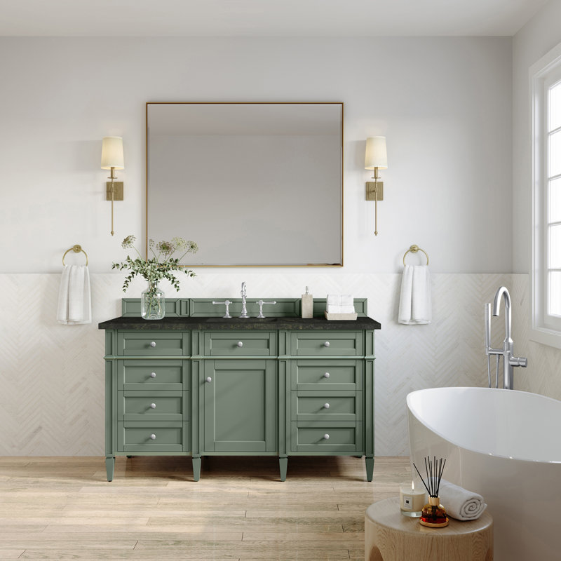 Meuble-lavabo simple 60 po Dussault, Céladon fumé, 8 po, Fantôme