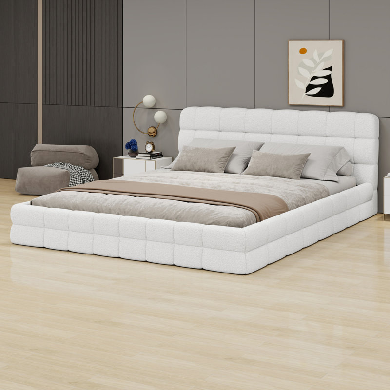 Lit plateforme tapissier, Blanc