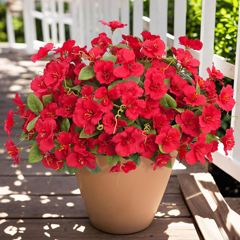 8 paquets de fleurs d'hibiscus artificielles rouges