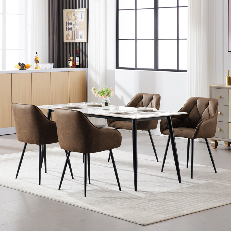 Rigney 50.5cm H Upholstered Metal Side Chair, Dark Brown, 2