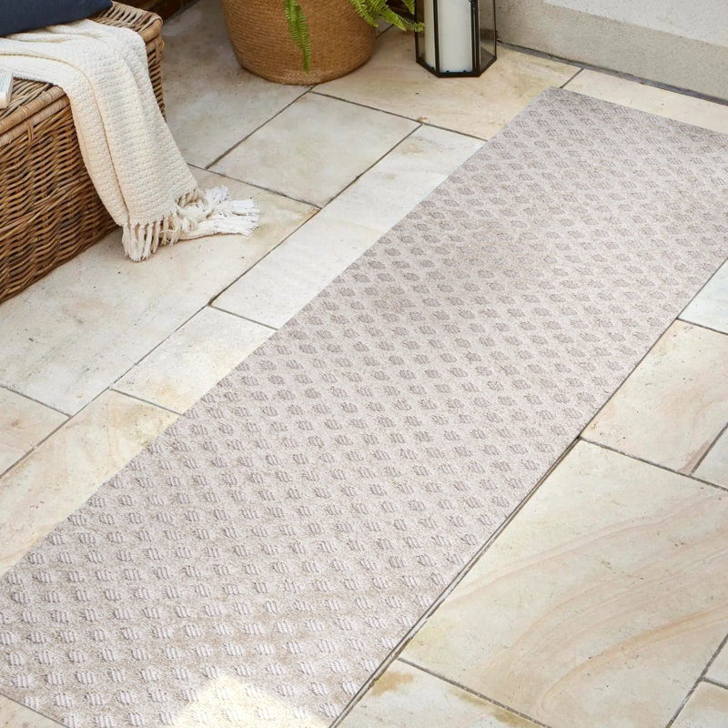 Tapis intérieur / extérieur beige Chaliah, Tapis de couloir 2 pi x 8 pi