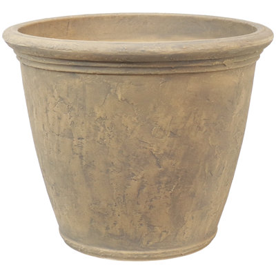 Blough 24" x 24" x 20" Round Polyresin Outdoor Planter Pot - Beige