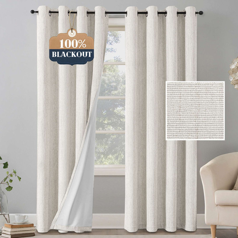 Chenille Linen Blackout Curtain Panels, 52" W x 84" L