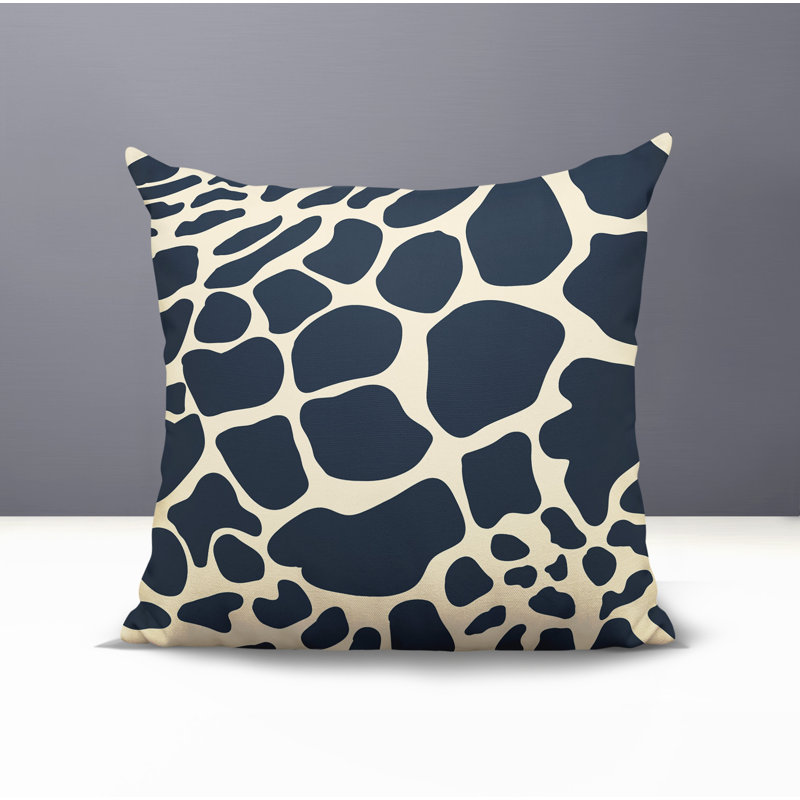 Oreiller carré intérieur / extérieur réversible à imprimé animalier Giro, Carré 19 po, Gris