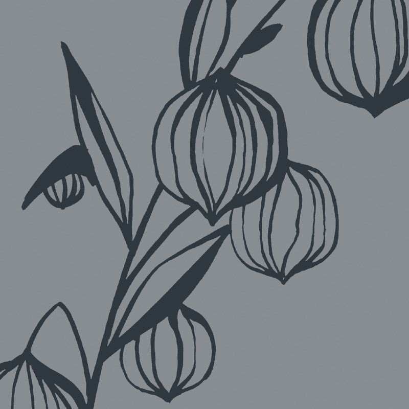 Floral Wallpaper Roll, Gray