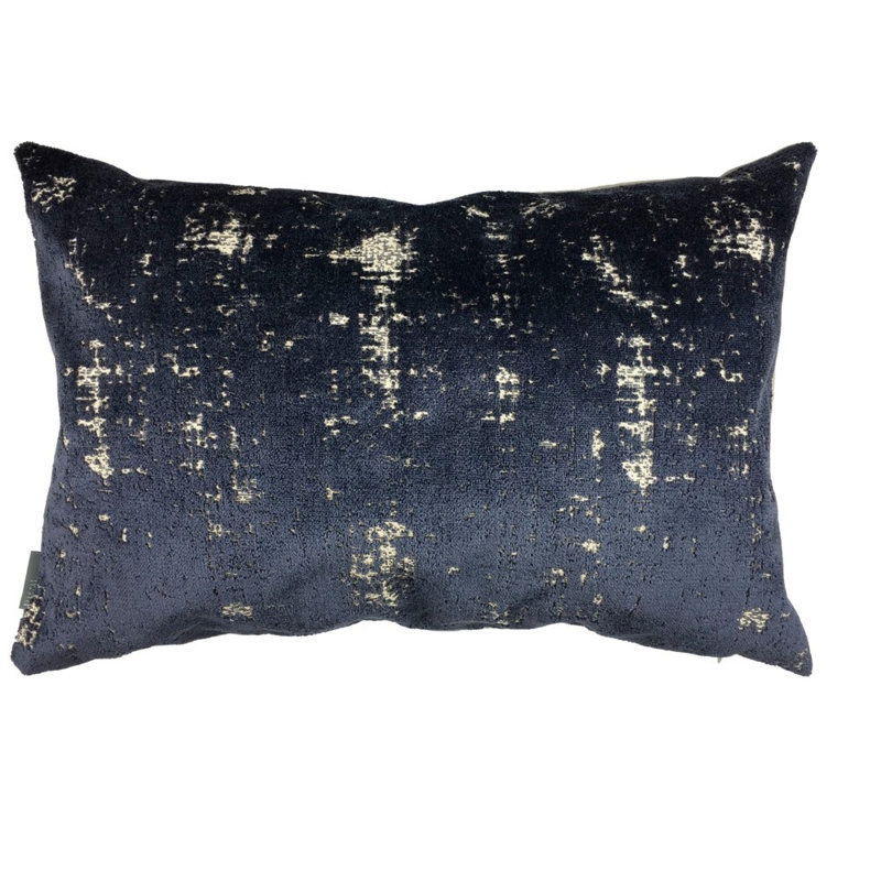 Housse et insert de coussin en velours rectangulaire Niki, Bleu marine