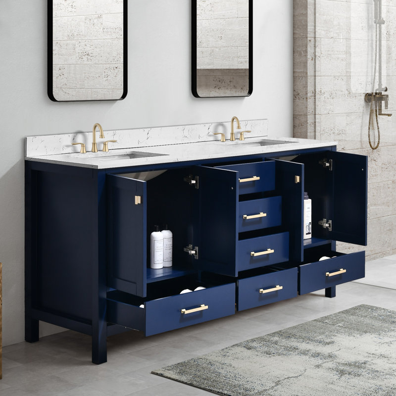 72 Inch Bathroom Vanity With Double Sinks, Blue