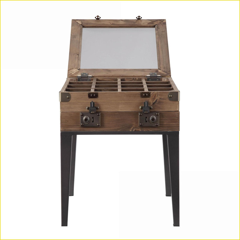Chêne rustique & amp; Table basse grise matte avec pieds fuselés - plateau polyvalent + rangement dissimulé