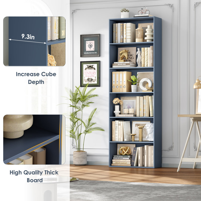 Langner 70.8" H x 23.6" W Standard Bookcase, 6-Tier Open Bookcase and Bookshelf, Freestanding Display Storage Shelves Tall Bookcase for Bedroom, Living Room and Office