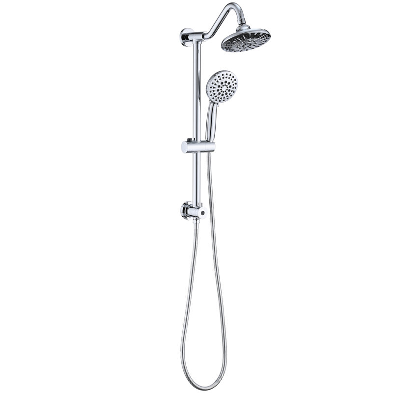 Wall Mounted Shower With 6 Inch Rain Head And Handheld - Long-Lasting For Bathroom Relaxing Experience, Silver