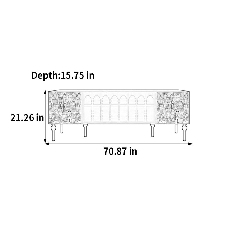 Tomita, H 21,26 po x L 70,87 po x l 15,75 po, Blanc