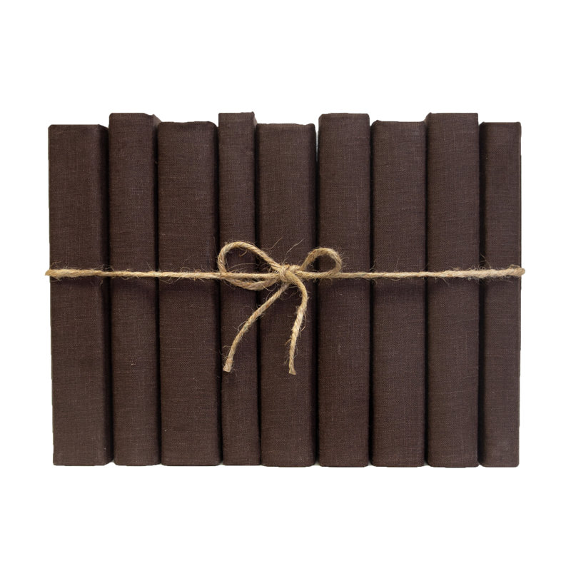 Decorative Books - Coffee Linen Wrapped Book Bundle - 1 Foot of Brown Books