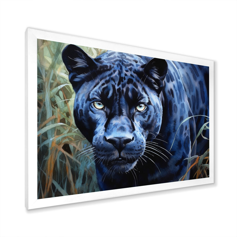Panther's Gaze I sur toile, H 12 po x l 20 po x P 1 po, Cadre simple blanc