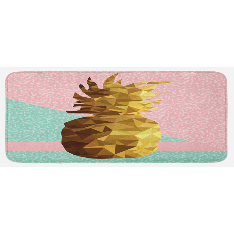 Tapis de cuisine de couleur rose pâle bleu de couleur rose d’été pour la conception en poly design memphis