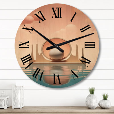 Graphic Bliss Retro Futuristic Architecture IV - Horloge murale en bois