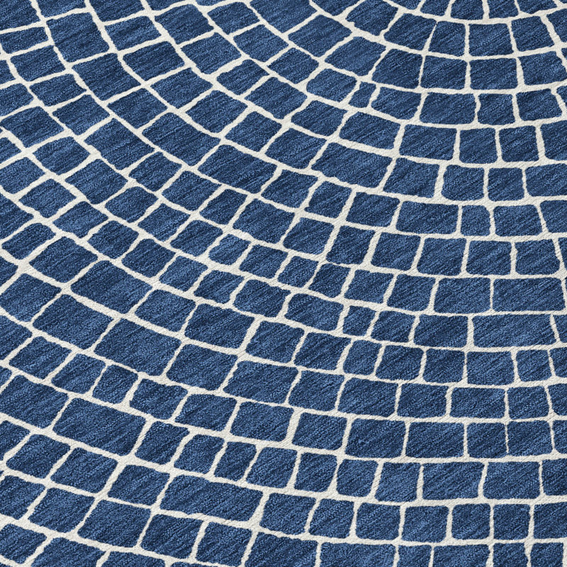 Machine Washable Indoor/Outdoor Chantille ACN2455 Geometric Rug, 3' x 5', Navy
