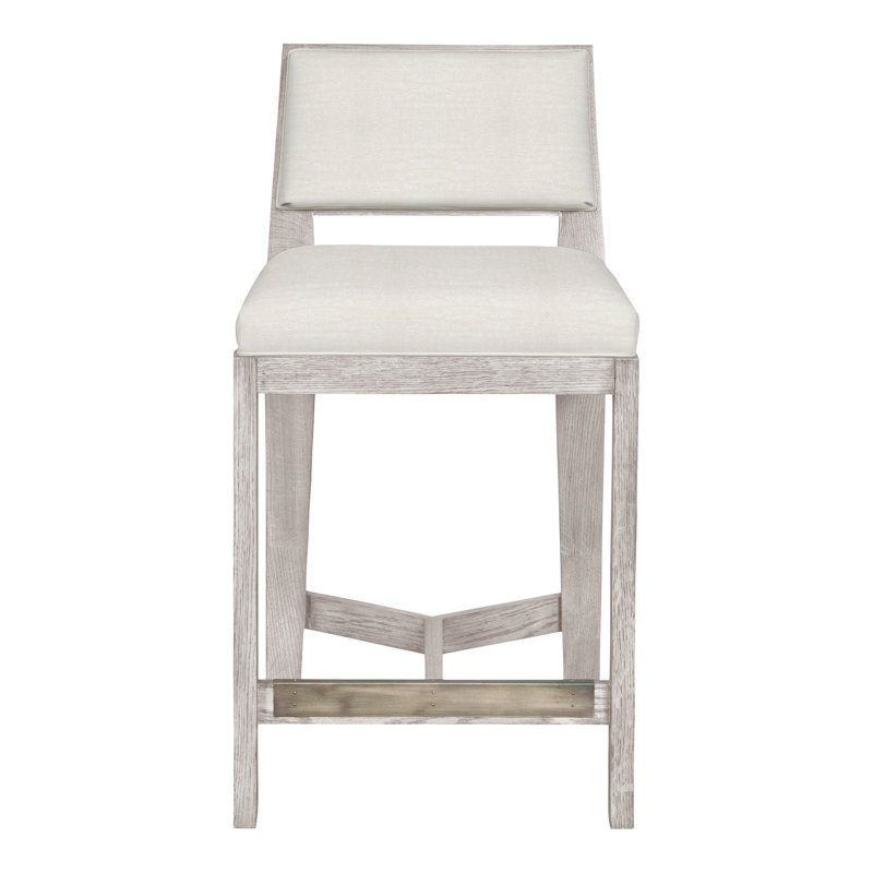 Scoville By Thom Filicia Upholstered Counter Stool with Solid Wood Frame, Gris colombe, Parchemin Nadia