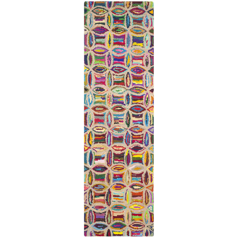 Anaheim Nantucket Hand Tufted Cotton/Jute Abstract Rug in Pink/Beige, Runner 2'3" x 8'