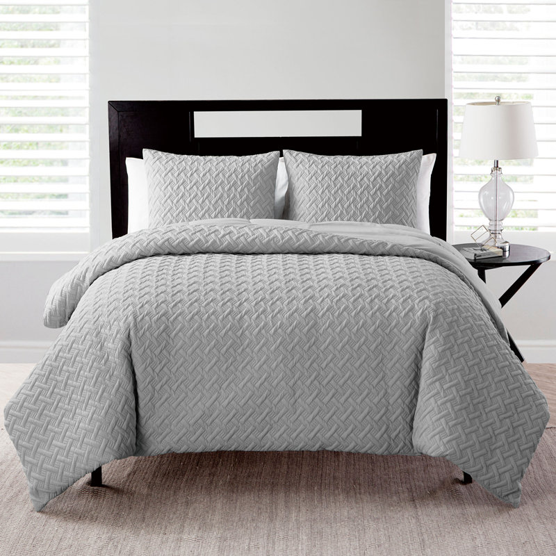 Nina II Embossed Comforter Set, Gray, Full/Queen Comforter + 2 Standard Shams