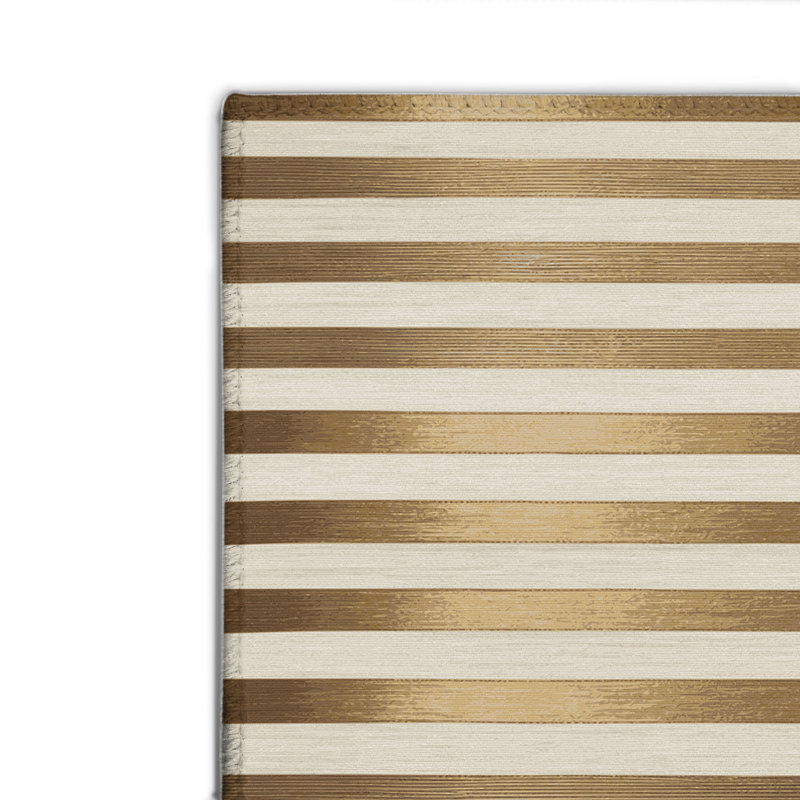 Tapis intérieur / extérieur beige HorizontalStripes, Rectangulaire 8 pi x 10 pi