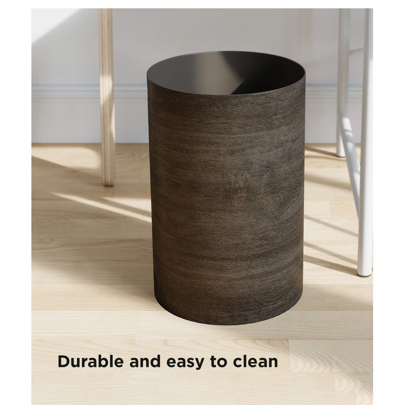 Barnwood Plastic Open Top Bathroom Trash Can