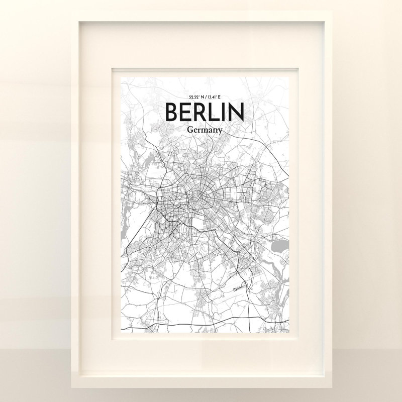 Berlin City Map In Tones - No Frame Print, 27.6cm H x 19.7cm W x 0.05cm D