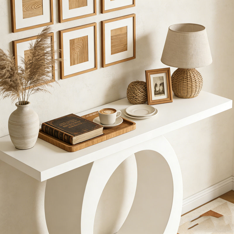 Console moderne avec base en forme d'œuf, Beige
