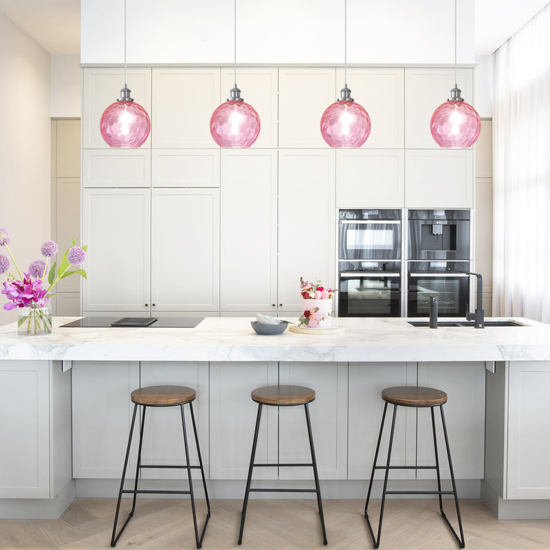 1 - Light Chrome Single Pendant, Pink