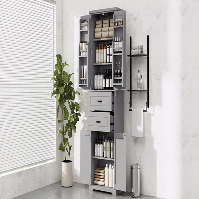 Storage Cabinet With Multi-Functional Storage Space For Kitchen/Bathroom/Dining Room/Living Room, 2 Drawers With Slide Rails, Adjustable Shelves