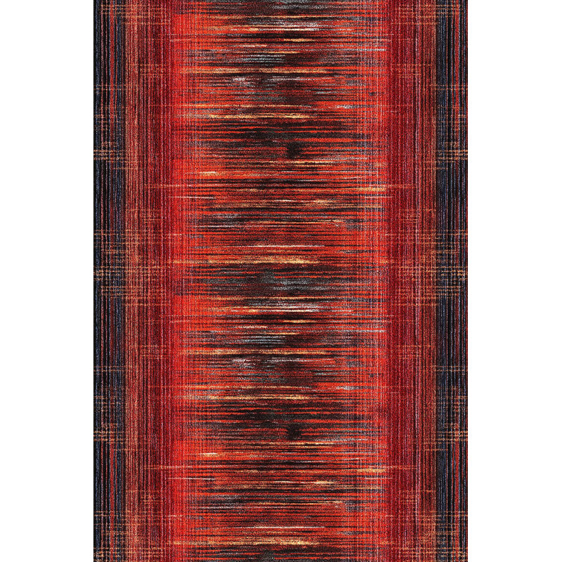 Black Tone Stripe Pattern Machine Washable Decorative Rug, Runner 3'3" x 6'7"  Rug Pad Included