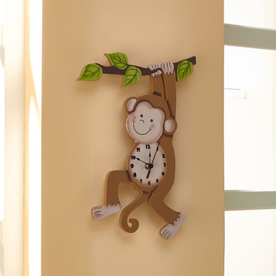 Sunny Safari Monkey Wall Clock, Brown/Green