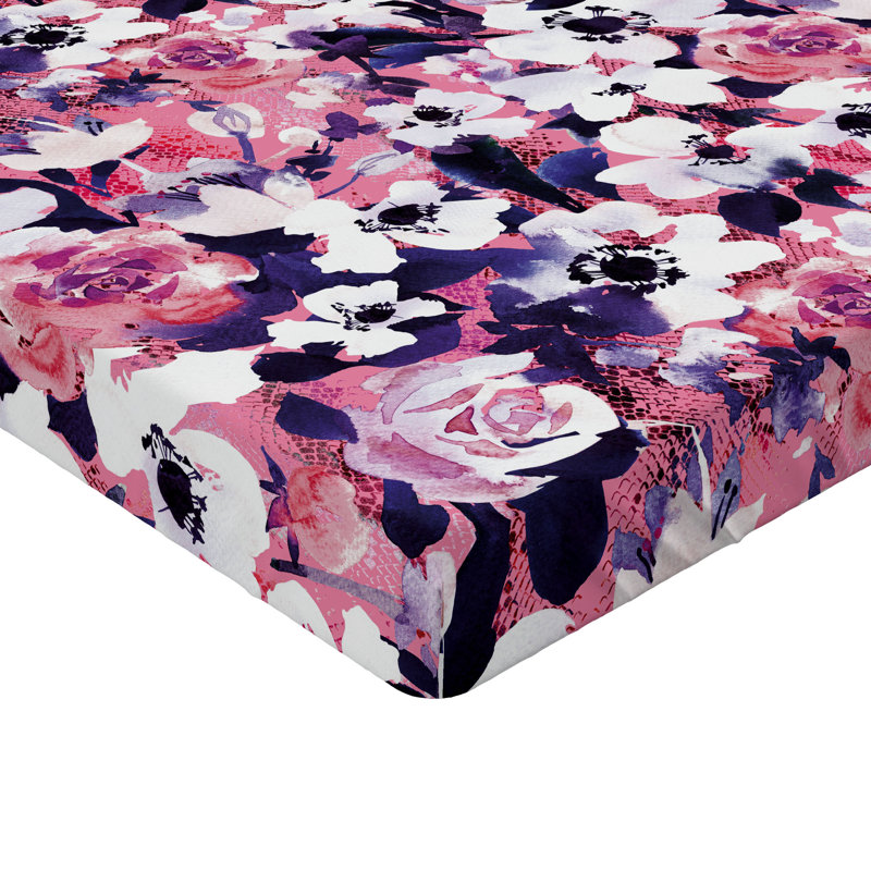 Drap-housse Ambesonne, Drap-housse très grand californien, Rose pastel, blanc cassé / floral