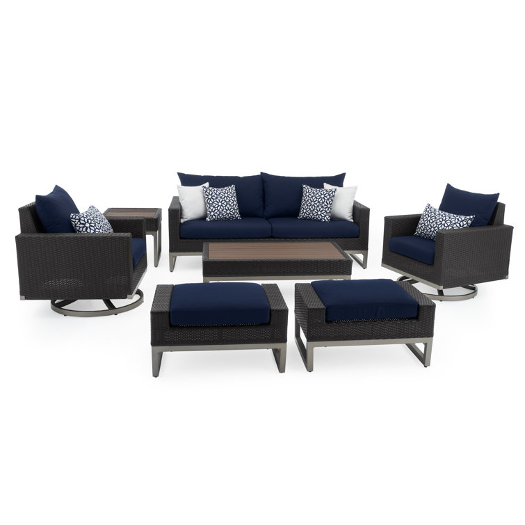 Sameko Premium All-Weather Wicker 5 - Person Patio Conversation Sets with Sunbrella® Cushions