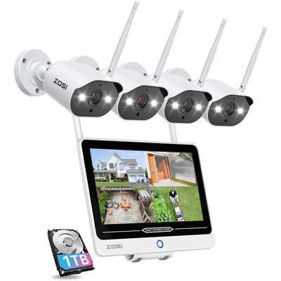 8CH 3MP Security Camera System with 12.5"" LCD Monitor/1TB HDD, 2K WIFI Spotlight Outdoor Cameras -  ZOSI, 84L1-3023W4-US