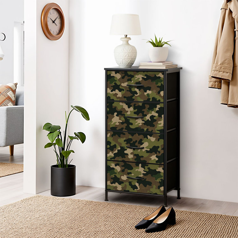 4 Drawer Dresser for Bedroom, Narrow Chest of Drawers, Wooden Top and Study Iron Frame 18"x37.5"-(WxH)