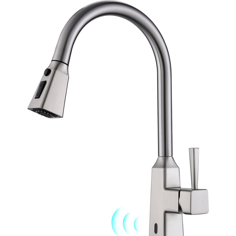 Robinet de cuisine activé par capteur de mouvement - Automatique intelligent sans contact pratique pour le nickel brossé, rempli de céramique, les mains en laiton avec nickel de remplissage